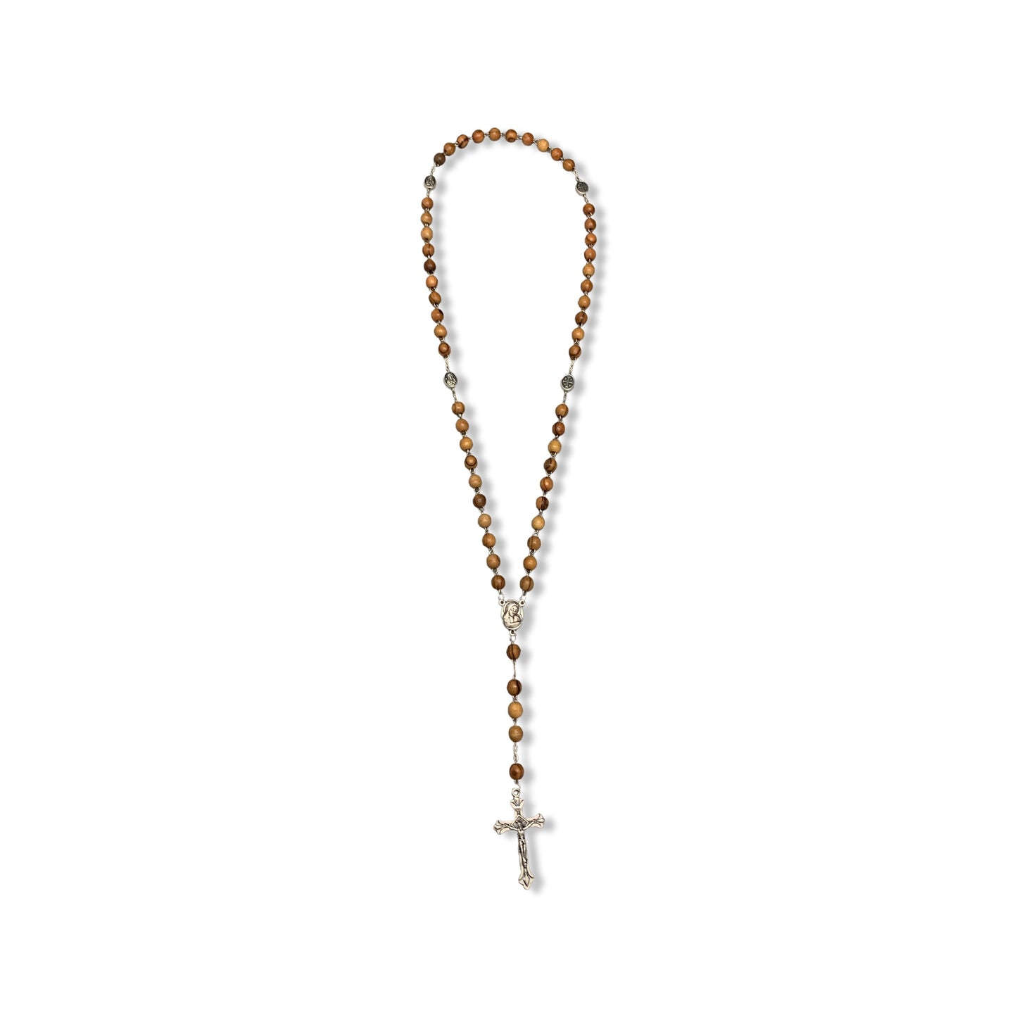 Chained Olive Wood Immaculate Heart Rosary with Soil