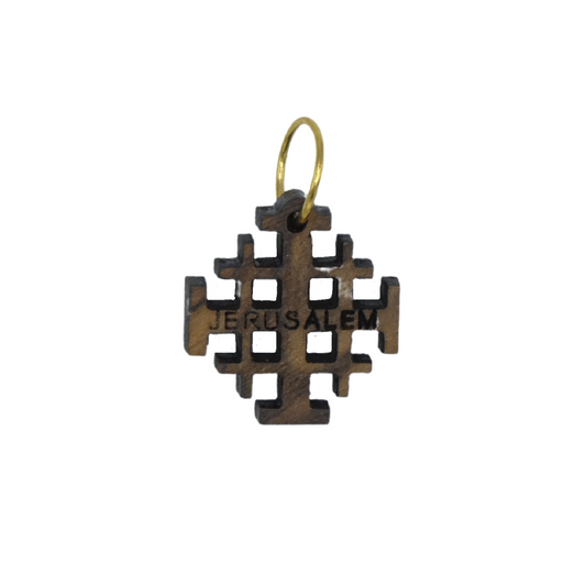 Olive Wood Jerusalem Cross Pendant