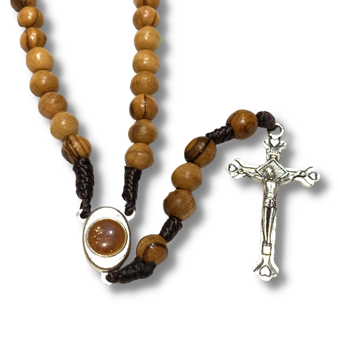 Olive Wood Our Lady of Tenderness Cord Rosary