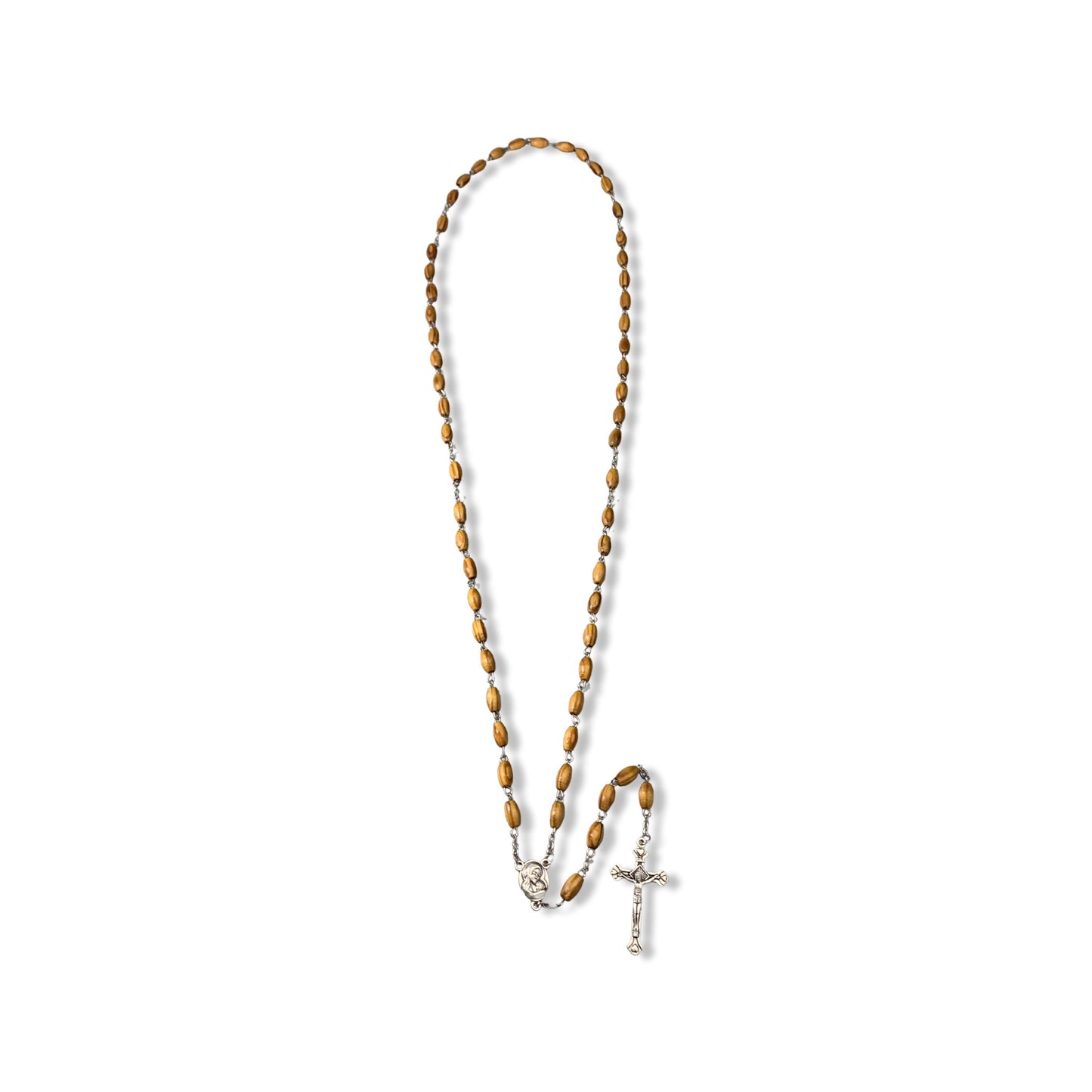 Olive Wood Our Lady of Tenderness Rosary with Soil