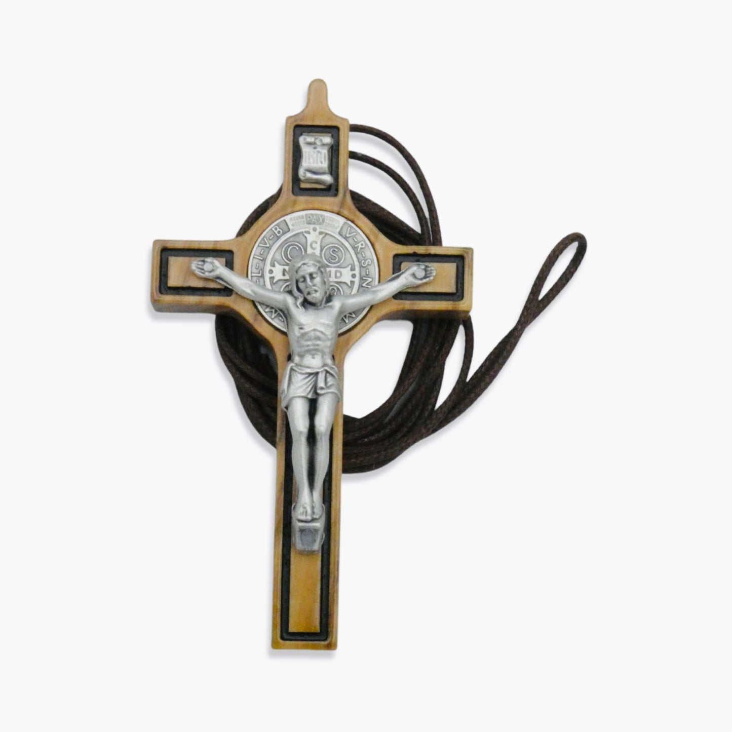 Wood St. Benedict Crucifix Pendant