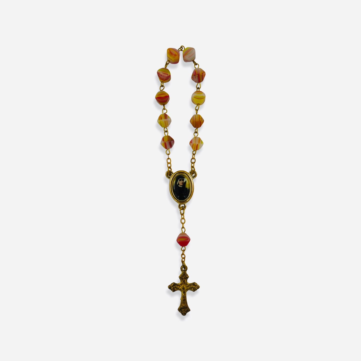 Marble St. Faustina Decade Rosary with Relic