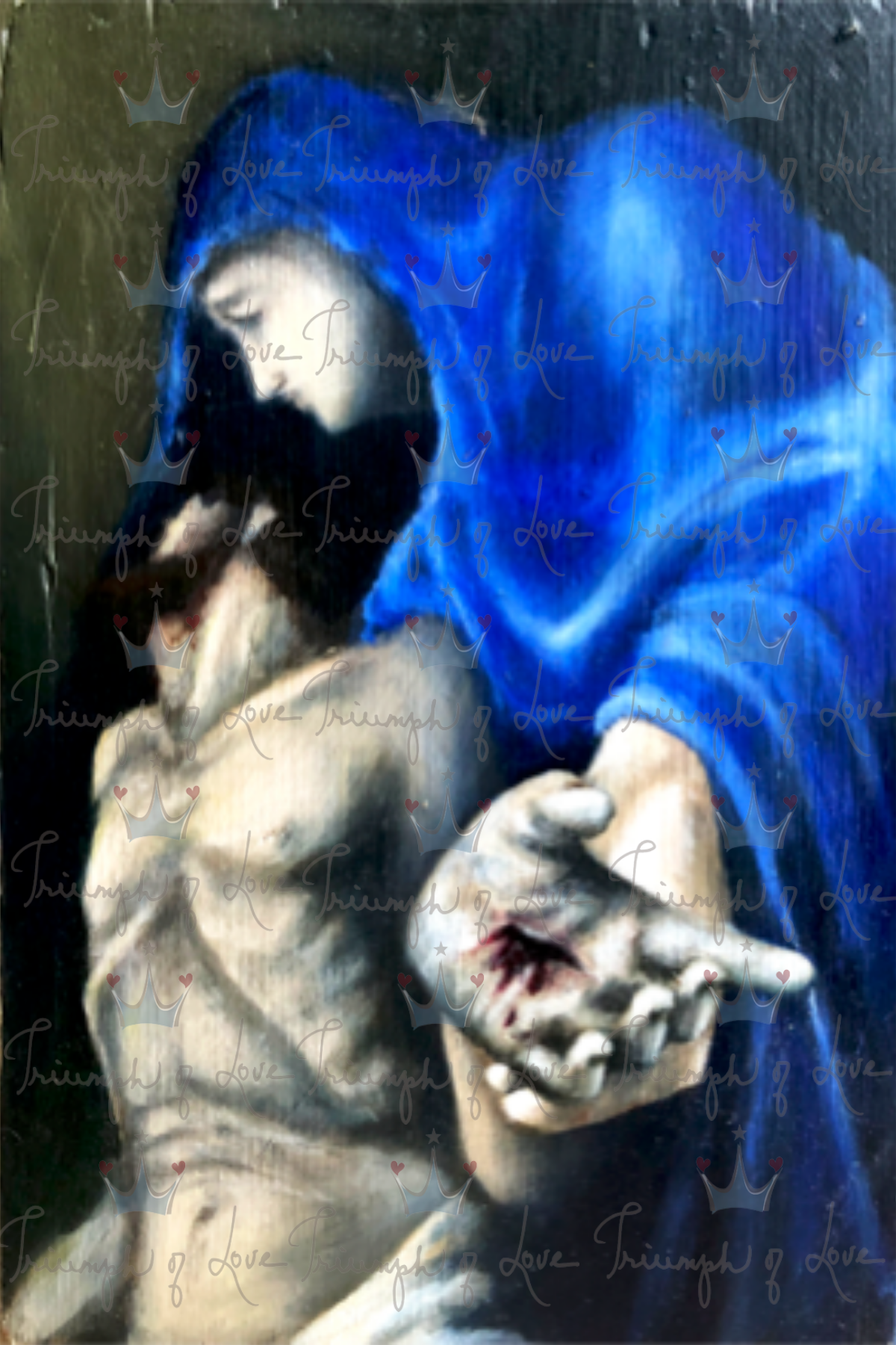 Original Blessed Mother with Pierced Hand of Christ Color Print by SCTJM