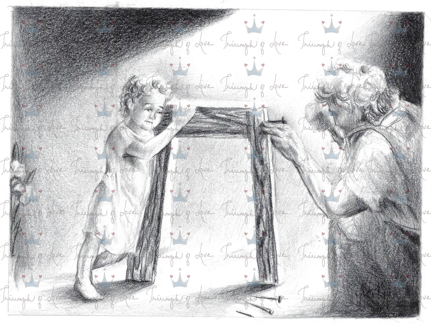 Original St. Joseph and Baby Jesus Working Print by SCTJM