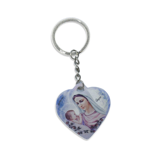 Queen of Peace Hand Painted Ceramic Keychain