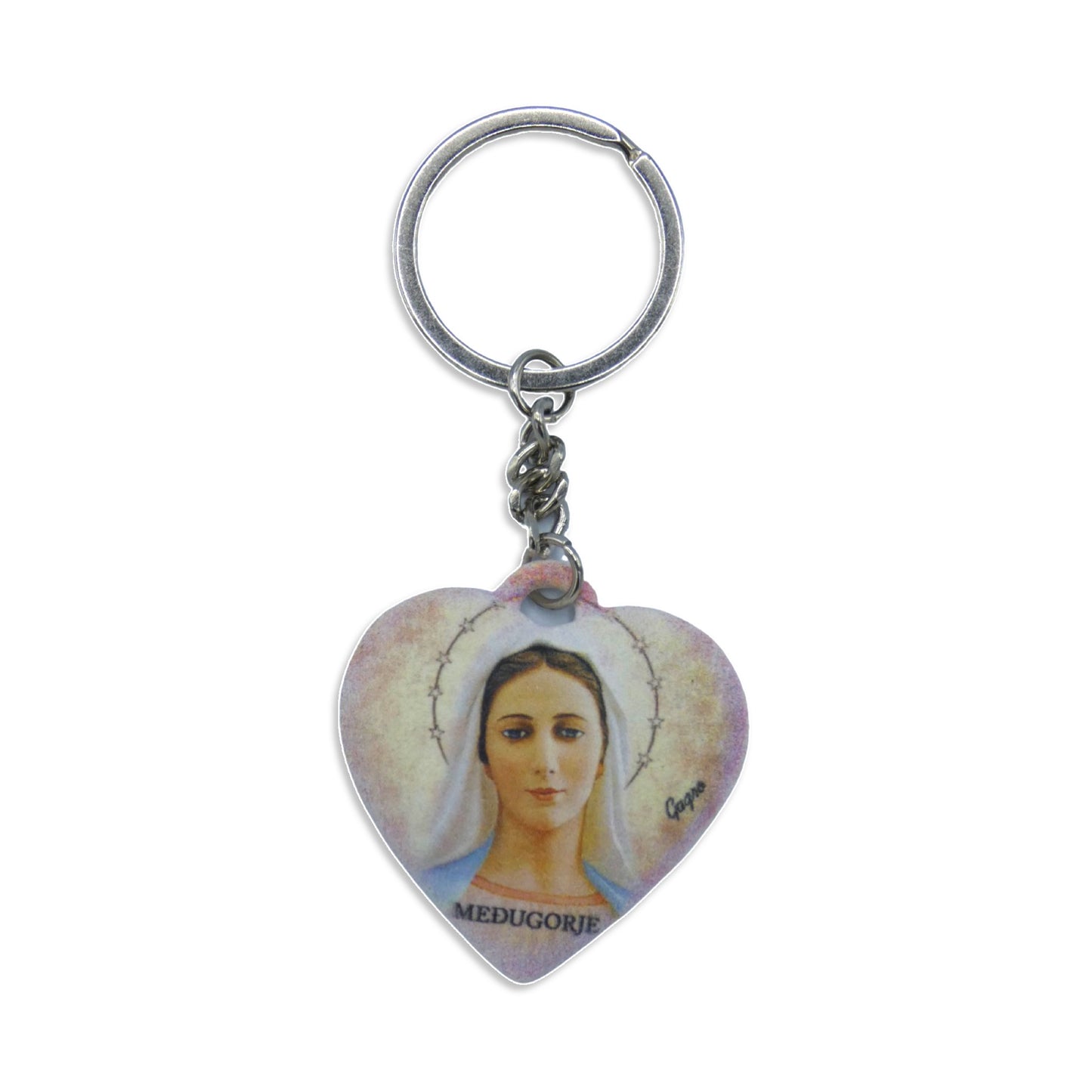 Queen of Peace Hand Painted Ceramic Keychain