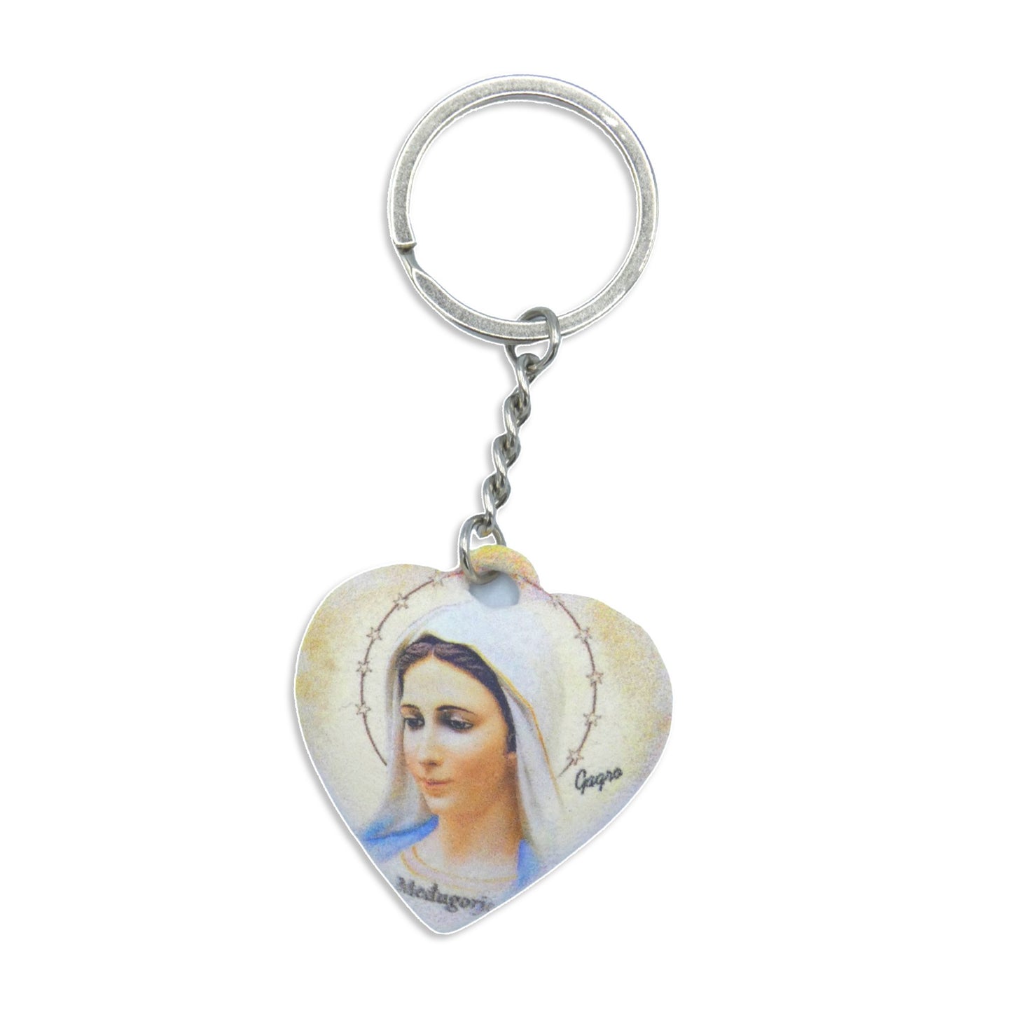 Queen of Peace Hand Painted Ceramic Keychain