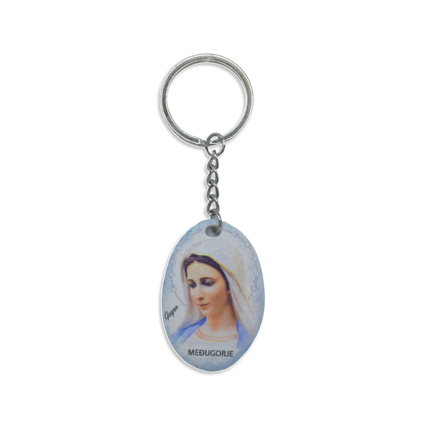 Queen of Peace Hand Painted Ceramic Keychain