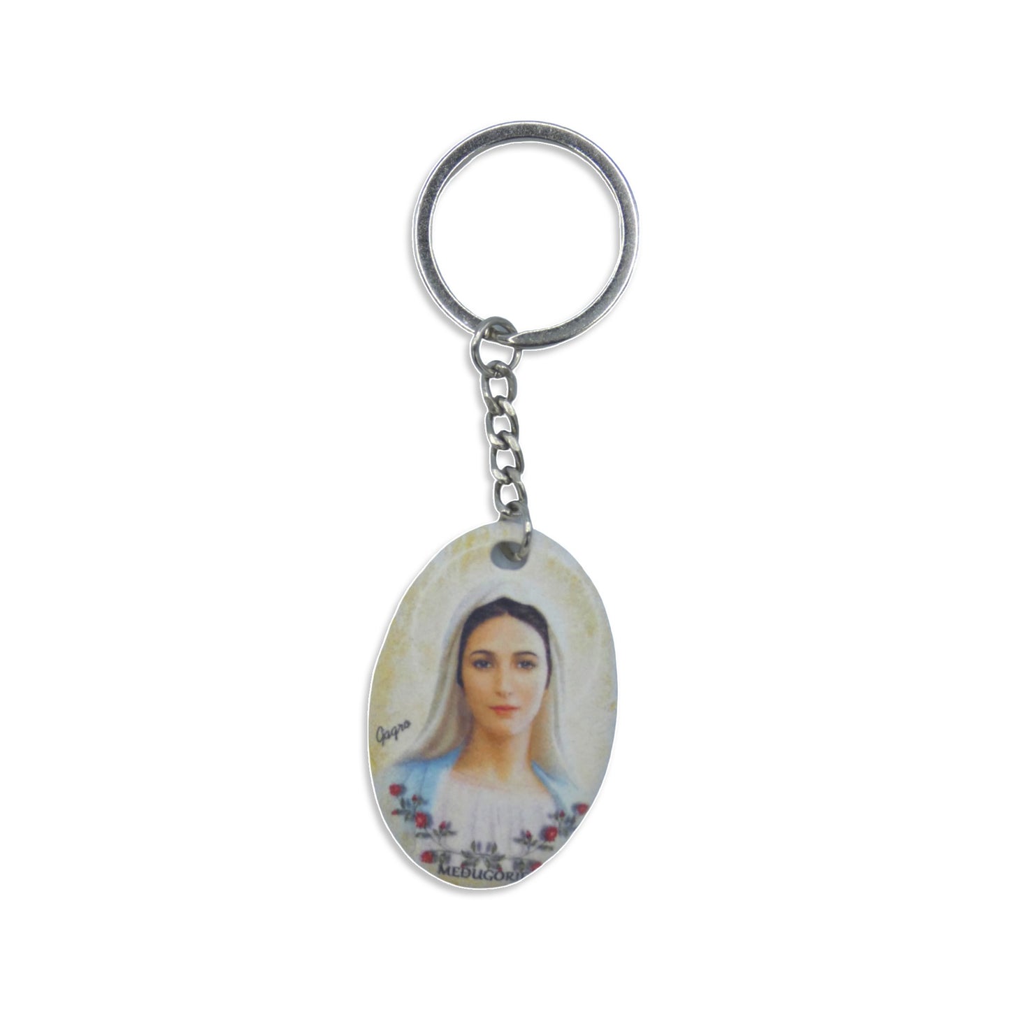 Queen of Peace Hand Painted Ceramic Keychain