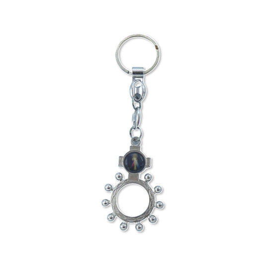 Queen of Peace Ring Decade Rosary Keychain
