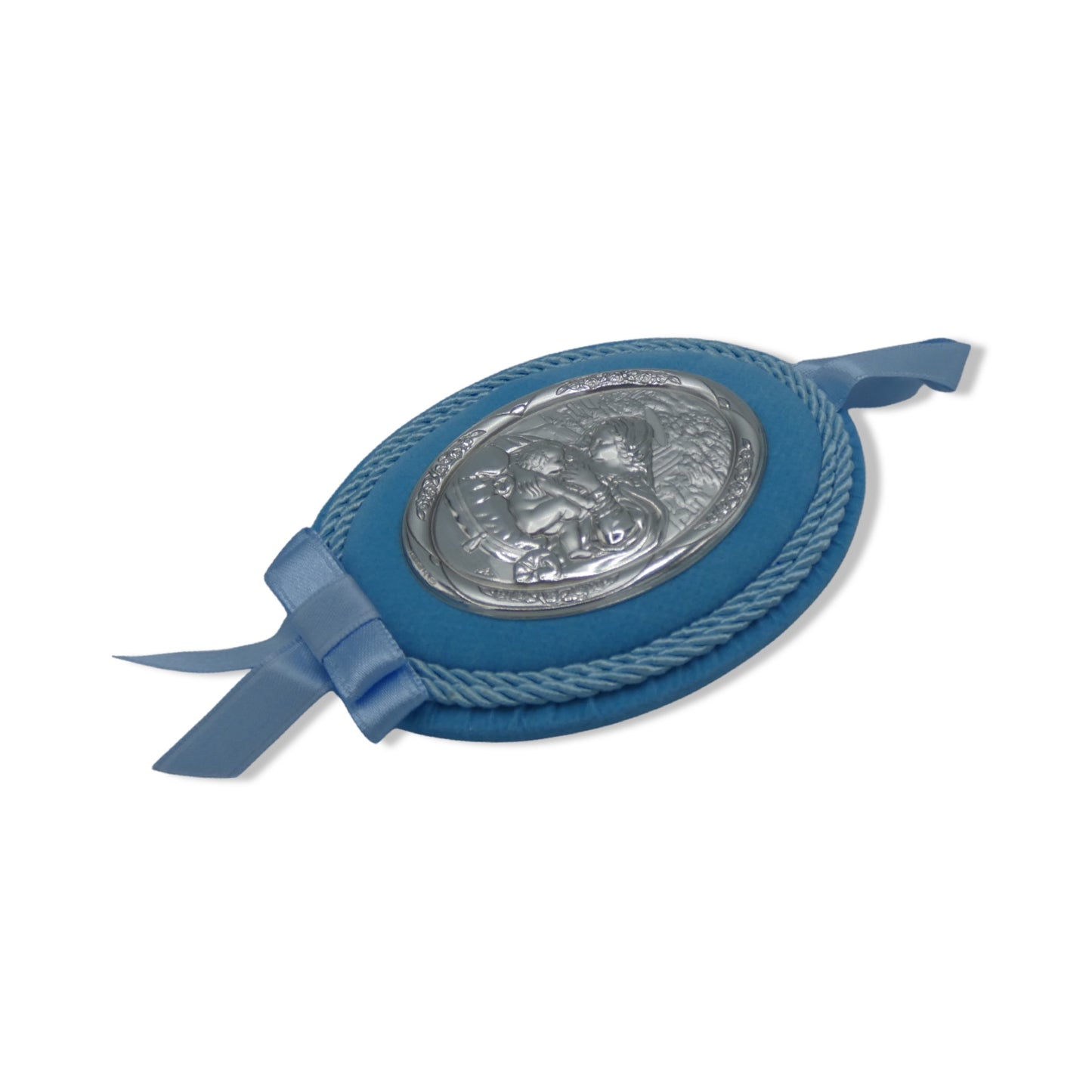 Oval Our Lady of La Leche Silver Baby Crib Medallion
