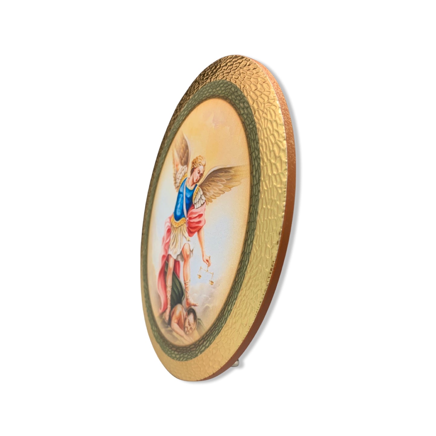 Oval St. Michael Image with Golden Border