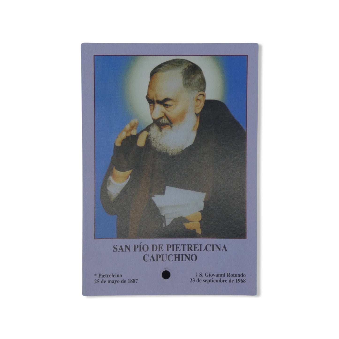 Padre Pio Prayer Card with Relic