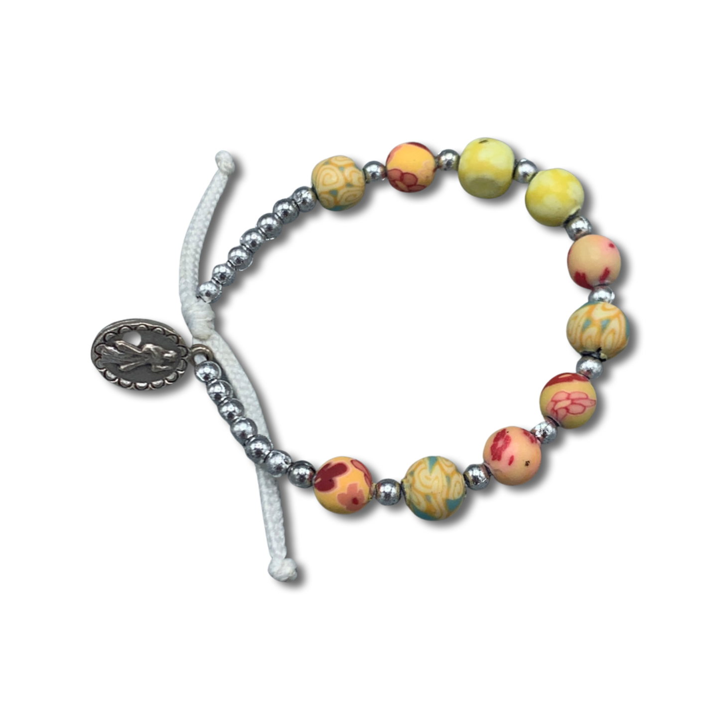 FIMO Queen of Peace Decade Rosary Bracelet of Assorted Colors