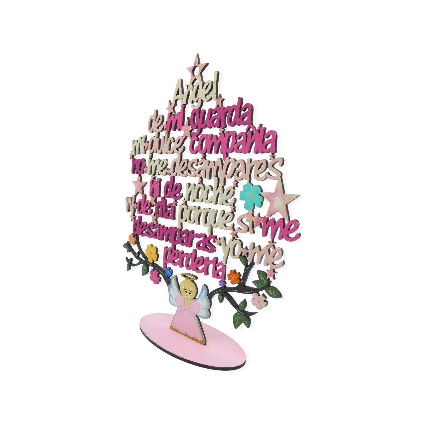 Carved Guardian Angel Prayer Decor
