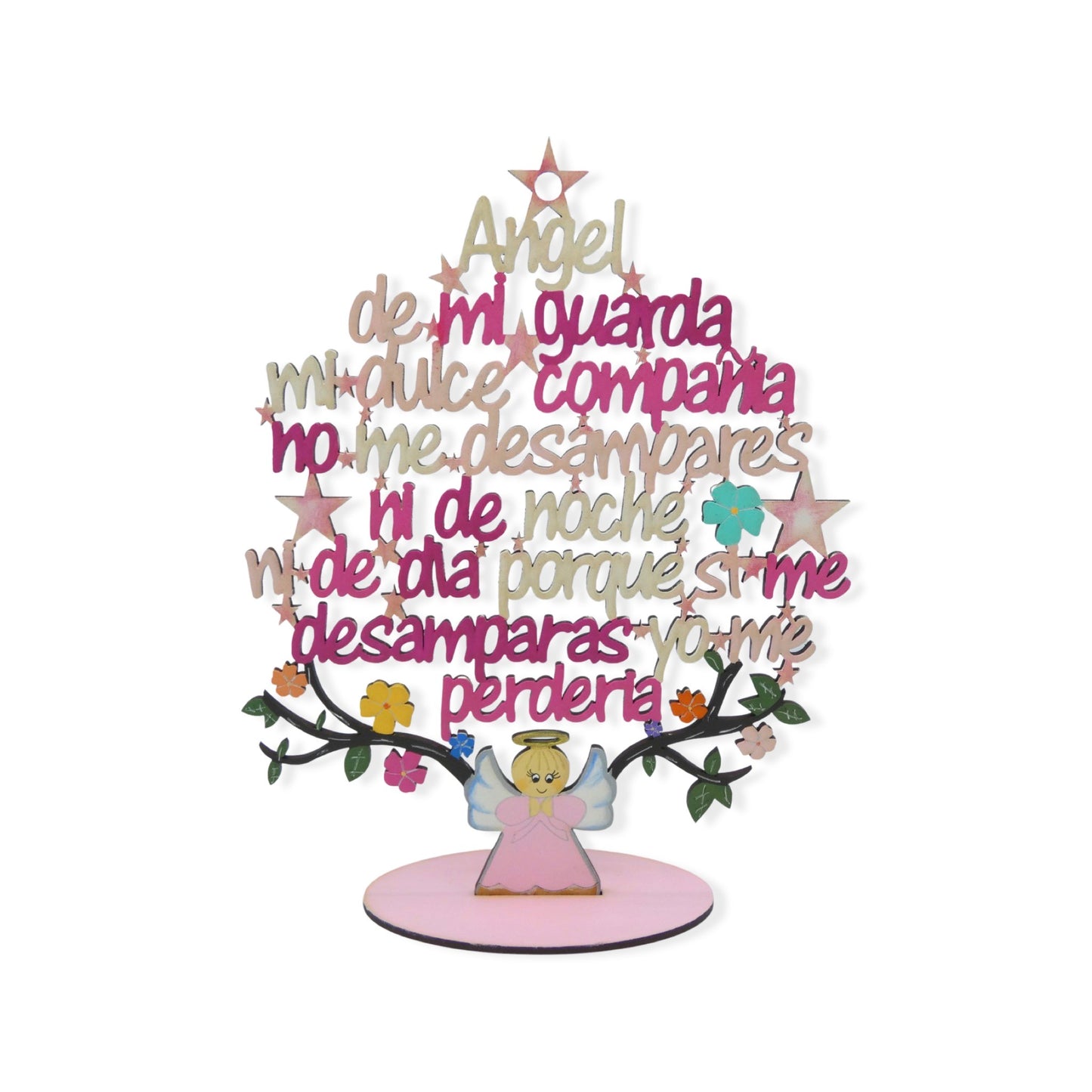 Carved Guardian Angel Prayer Decor