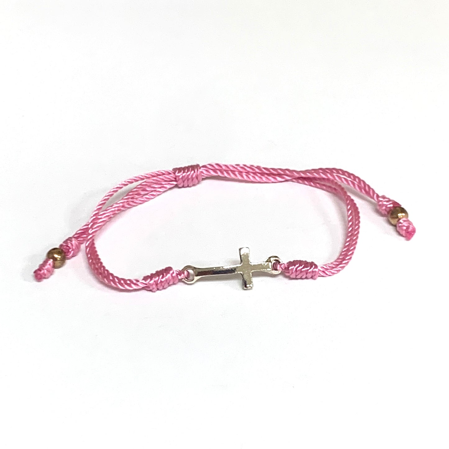 Pink Hand-Made Cross Bracelet