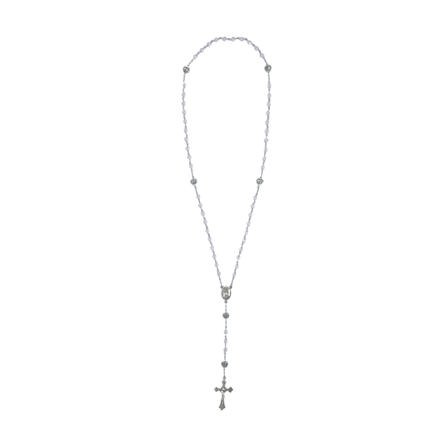 Pink Lourdes Rosary with Hearts