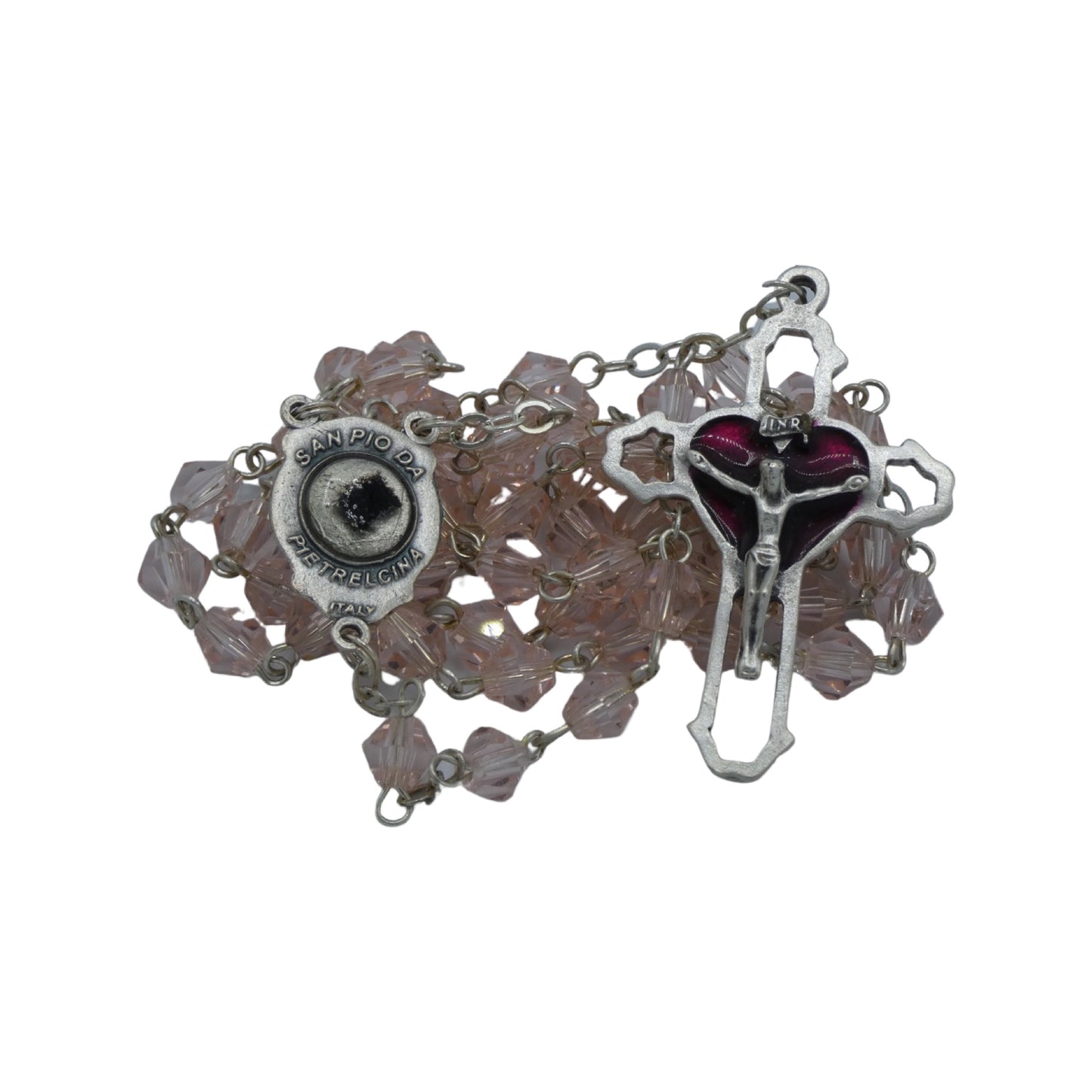 Pink Padre Pio Rosary with Relic