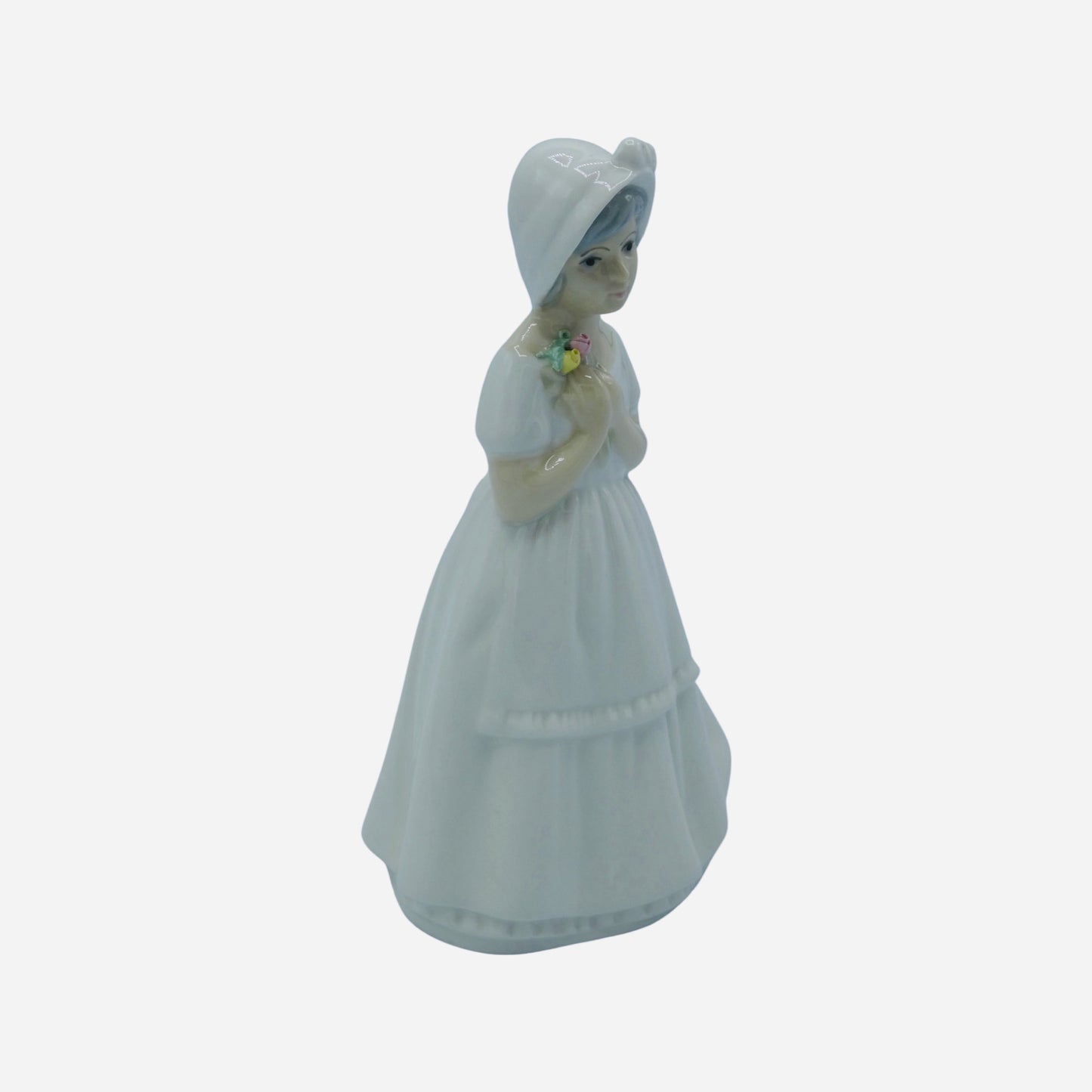 Porceval Spanish Porcelain Girl in a Bonnet with Roses Villamarchante Figurine
