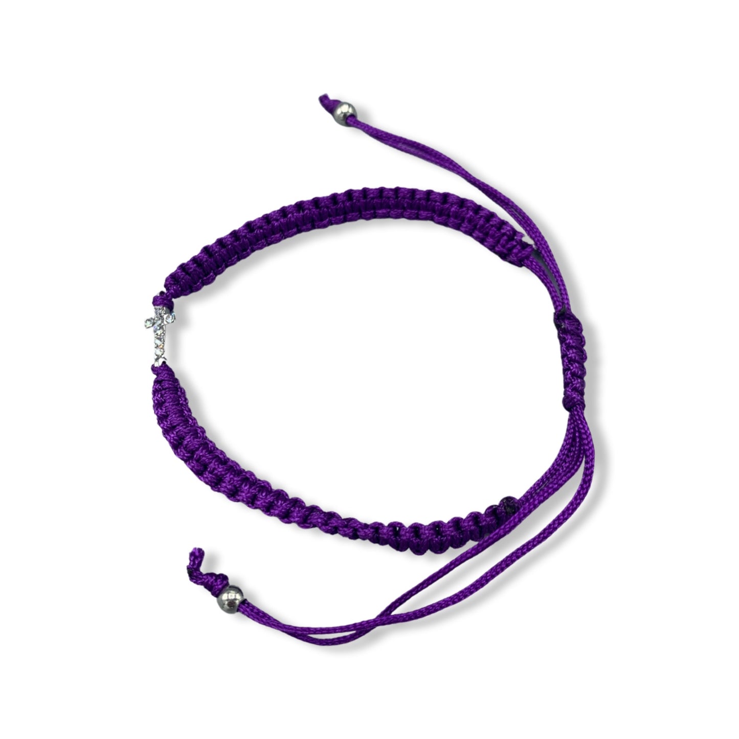 Braided Rhinestone Cross Bracelet of Assorted Colors
