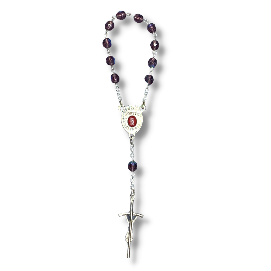 Crystal St. Faustina Decade Rosary with Relic