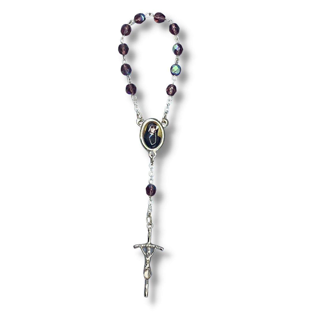 Crystal St. Faustina Decade Rosary with Relic