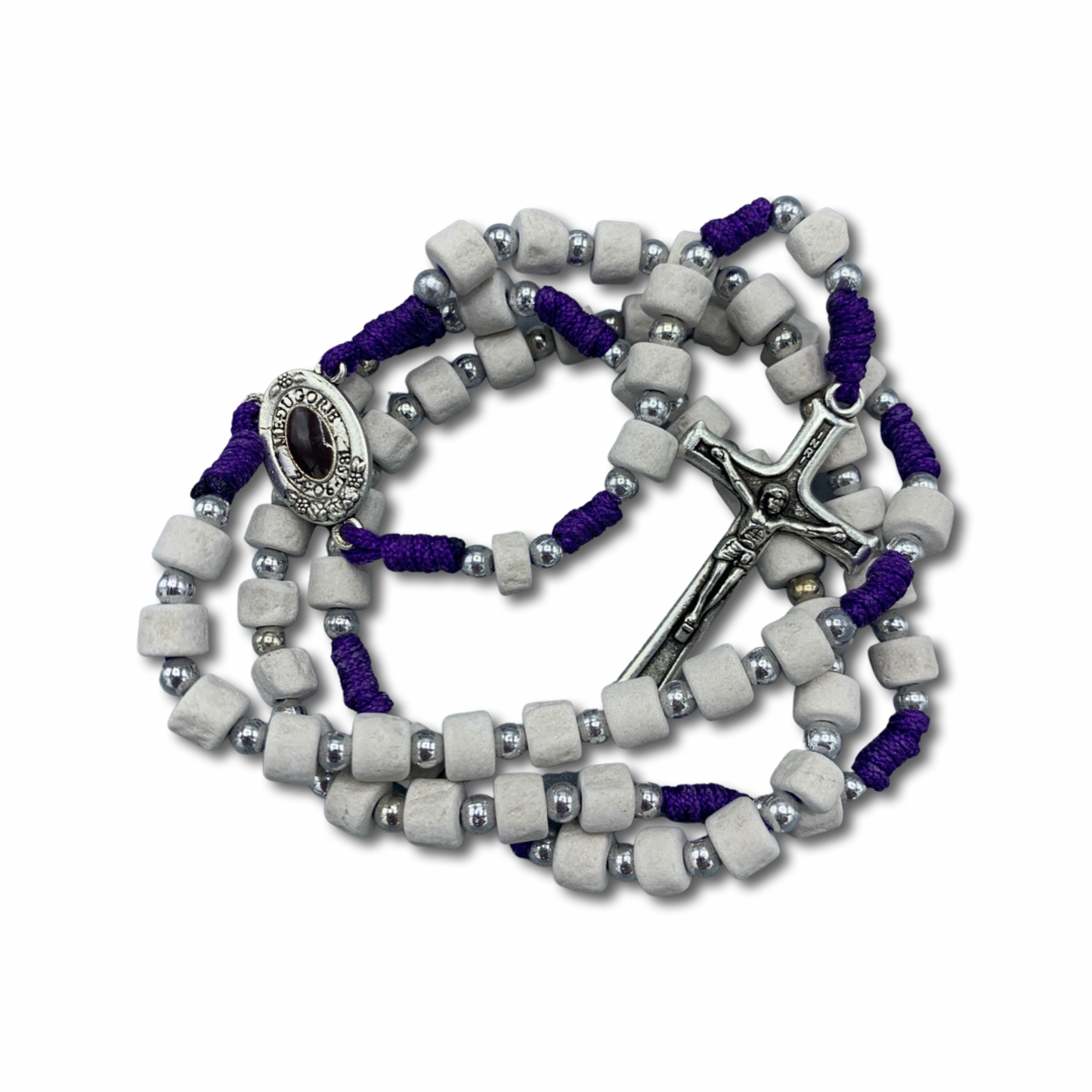 Embellished Queen of Peace Stone Rosary with Soil of Assorted Colors