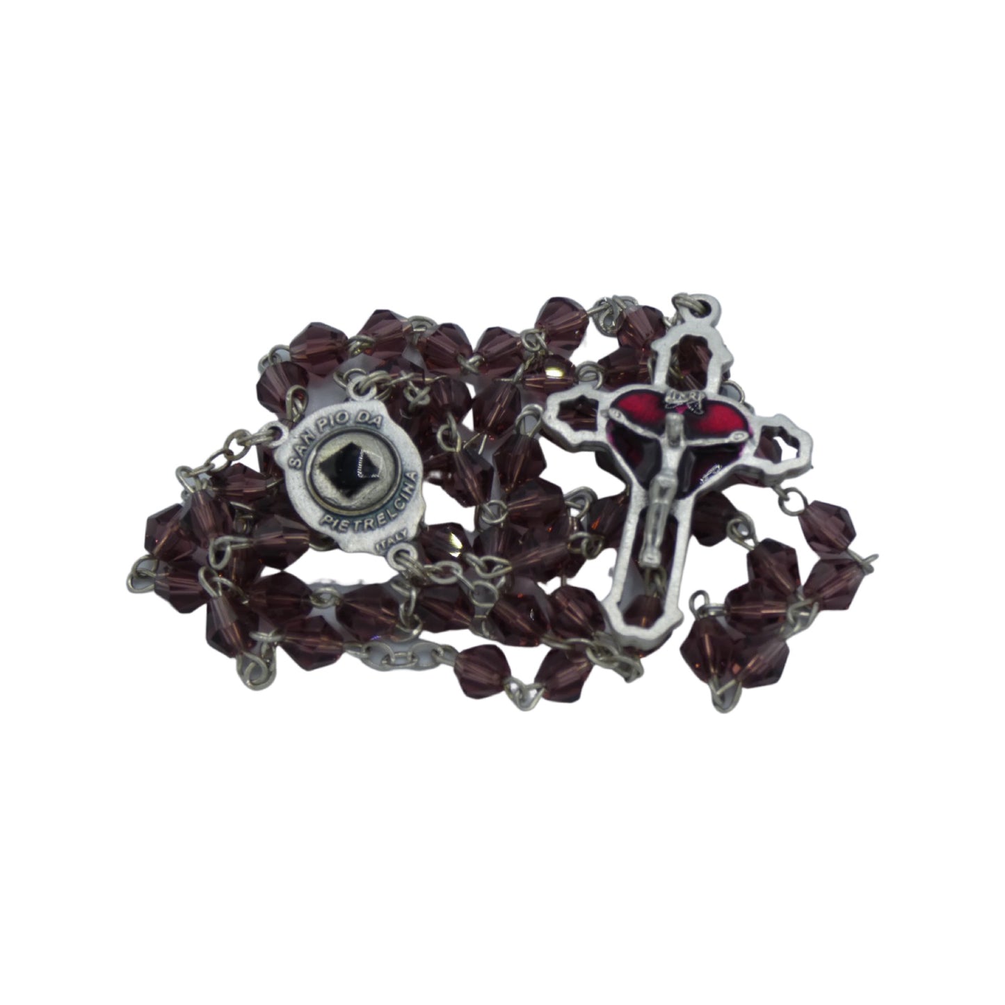 Purple Padre Pio Rosary with Relic
