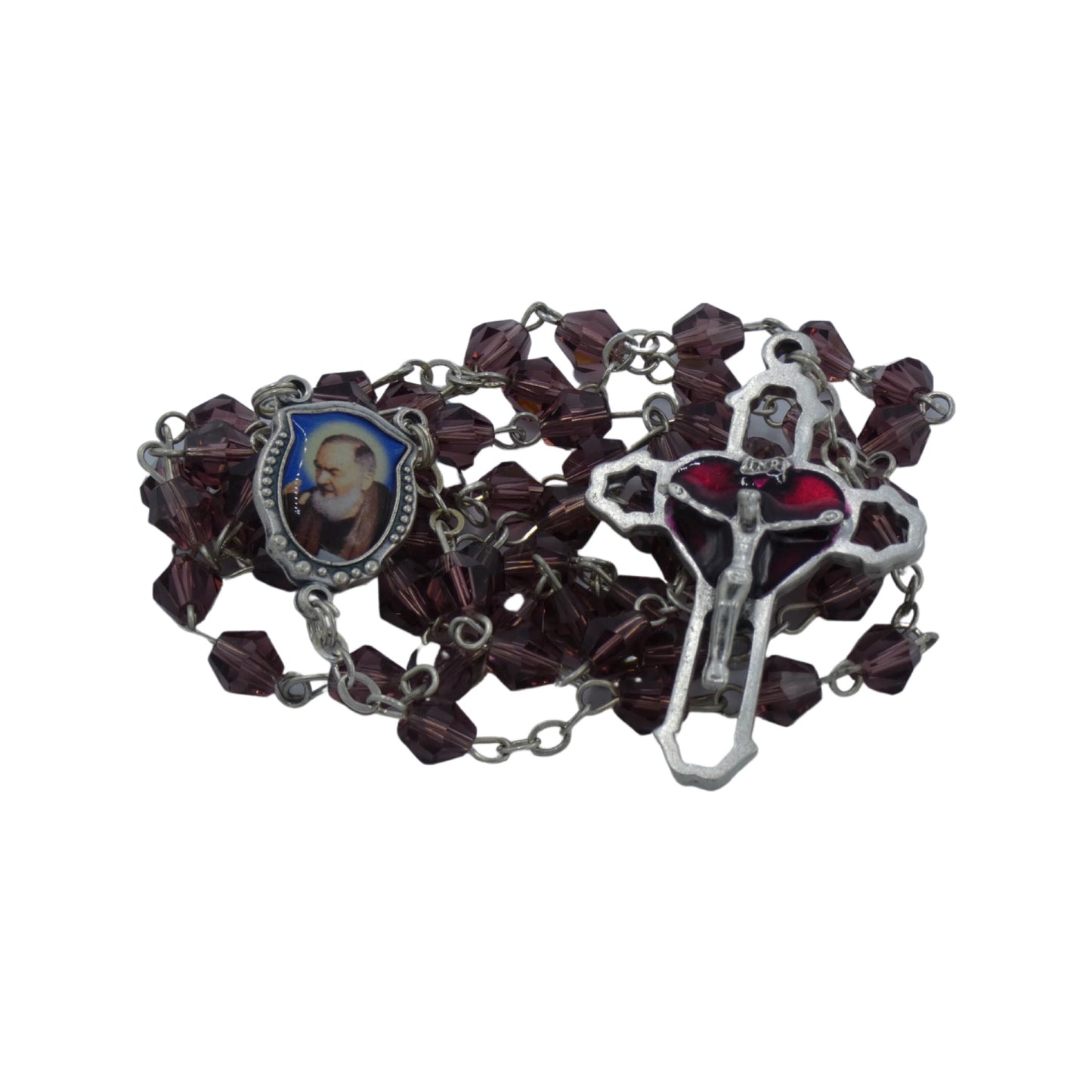 Purple Padre Pio Rosary with Relic