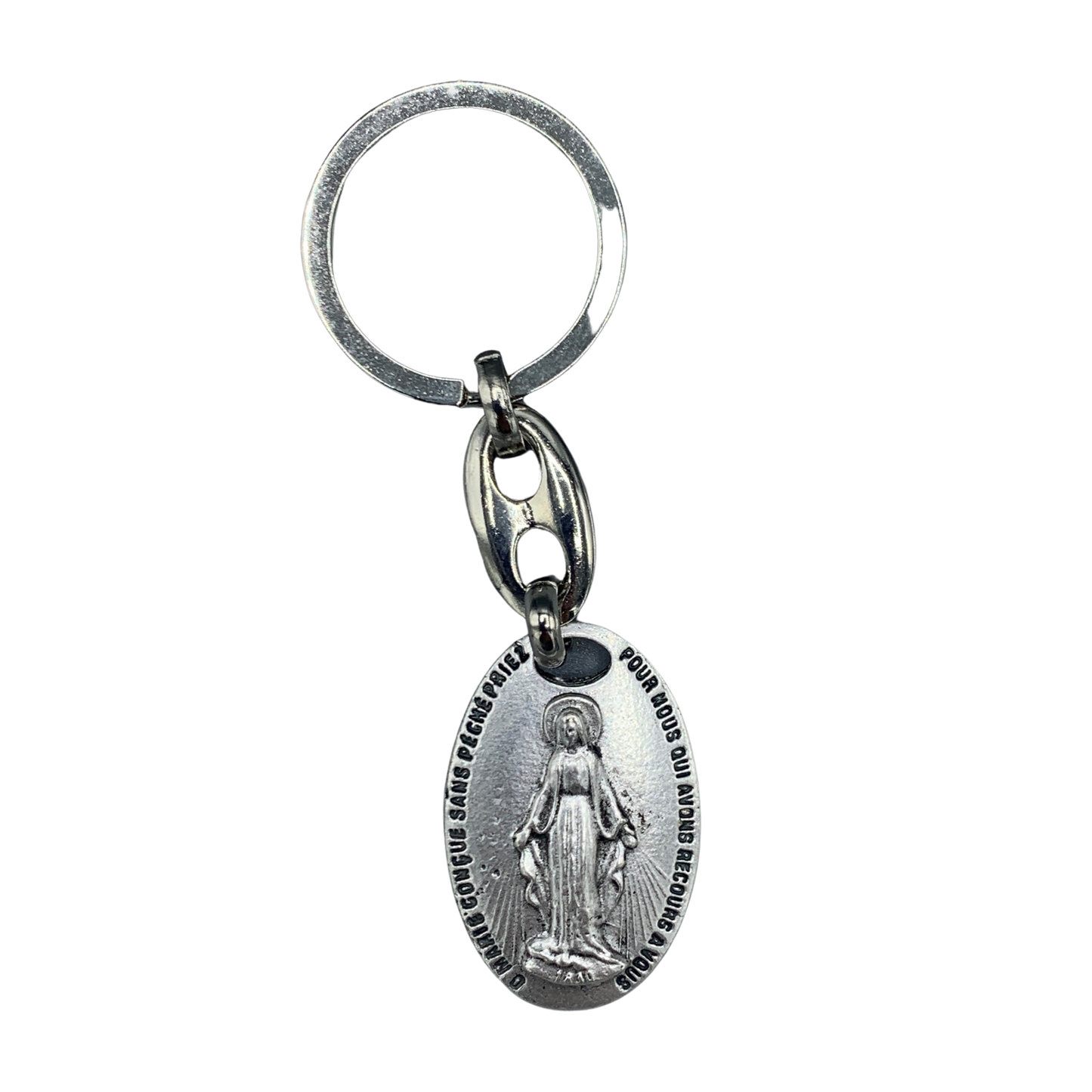 Raised Miraculous Medal Keychain