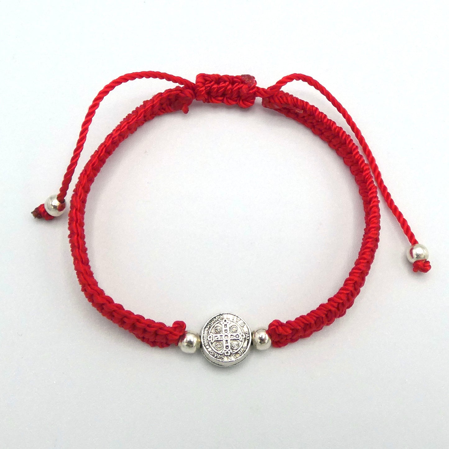 Braided Bracelet of Assorted Colors with St. Benedict Medal