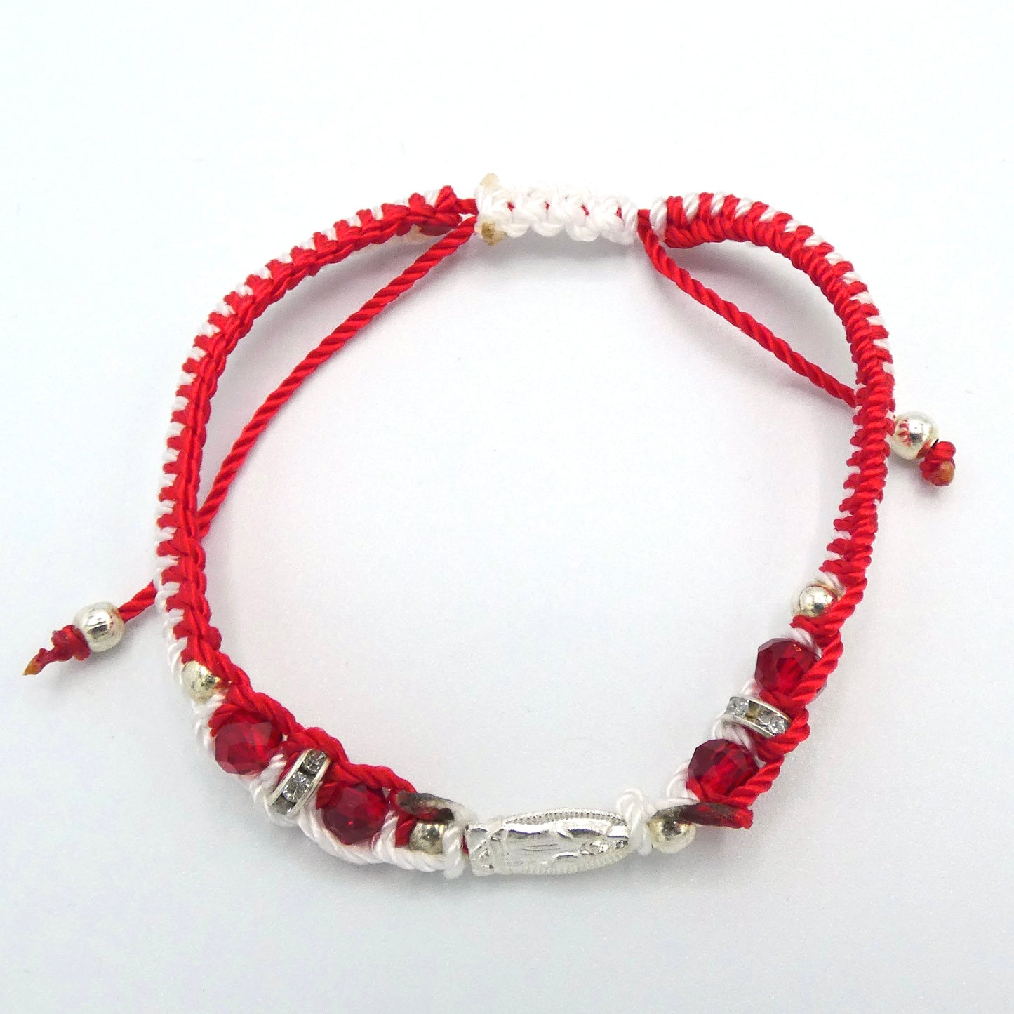 Braided and Beaded Bracelet of Assorted Colors with Guadalupe Medal