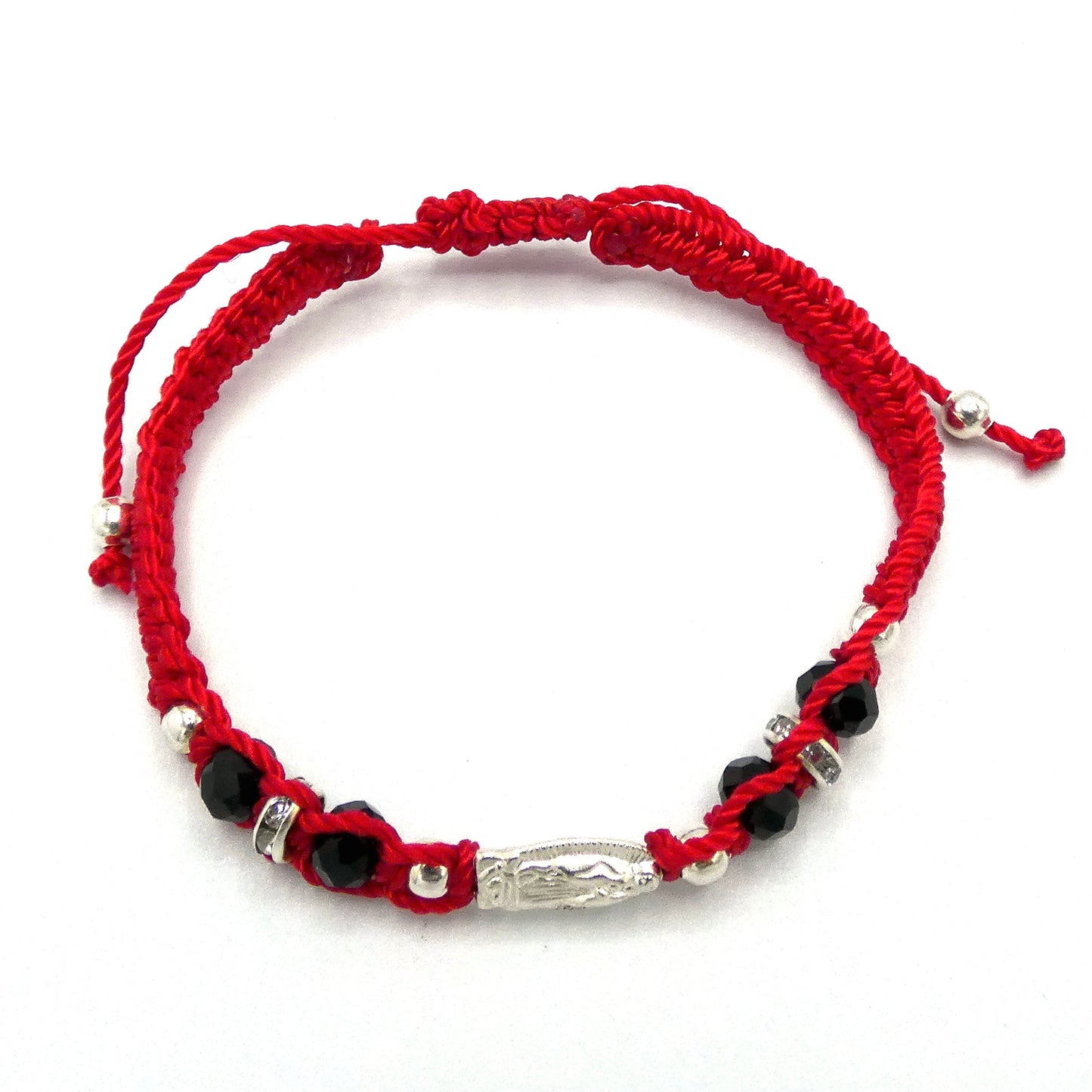 Braided and Beaded Bracelet of Assorted Colors with Guadalupe Medal