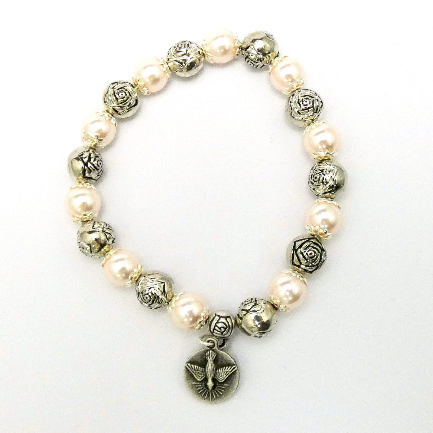 Pearl and Rose Lourdes Decade Rosary Bracelet of Assorted Colors