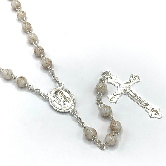 Rose Quartz Marble Fatima Rosary