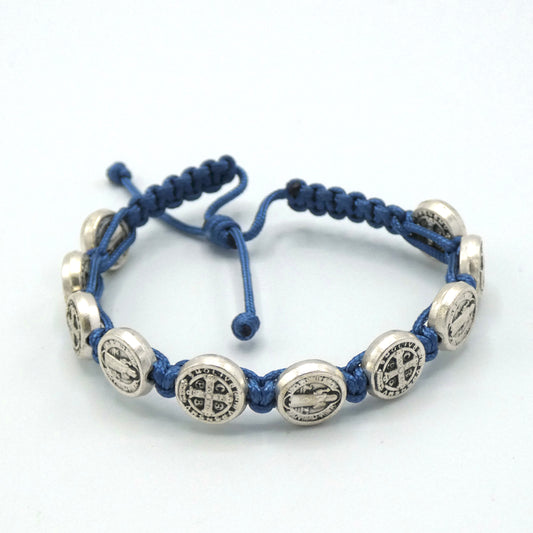 St. Benedict Cord Decade Rosary Bracelet of Assorted Colors