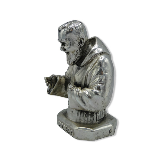 Silver Colored Padre Pio Statue