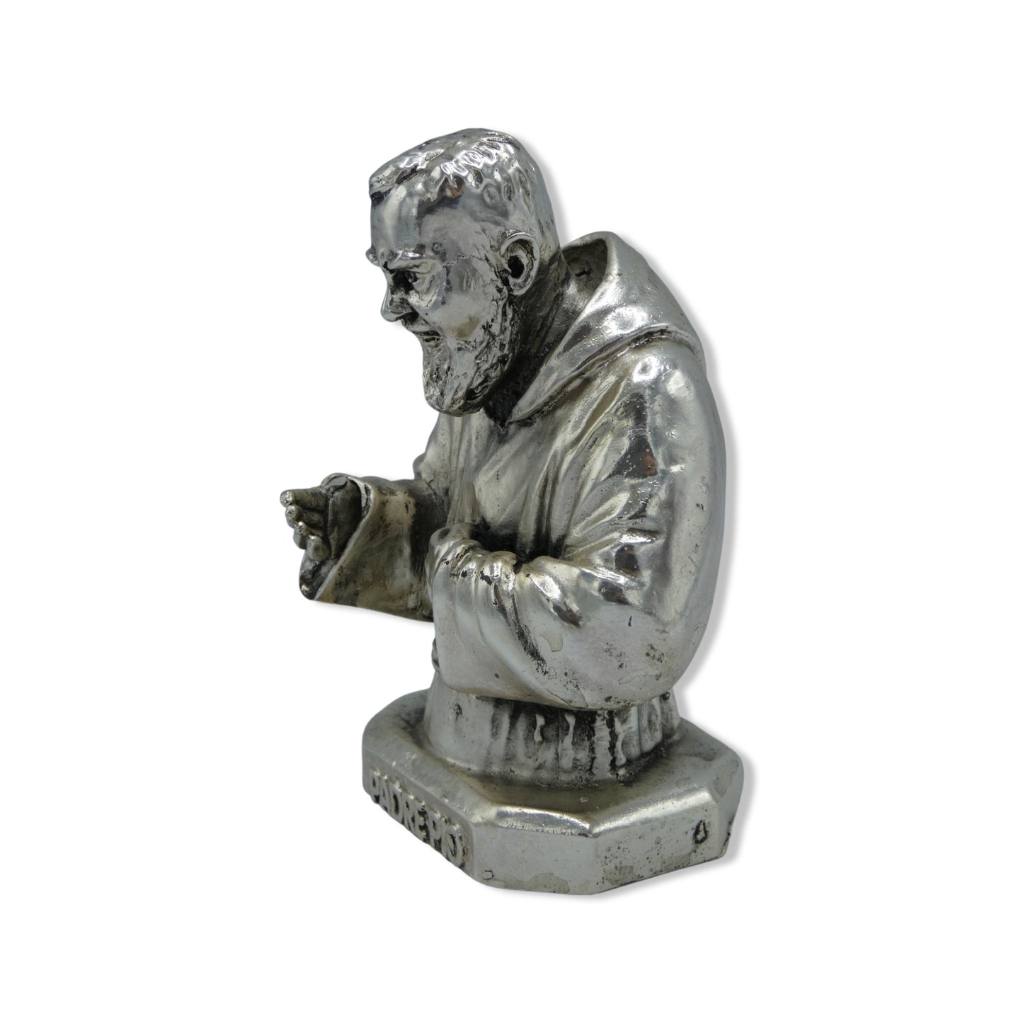 Silver Colored Padre Pio Statue