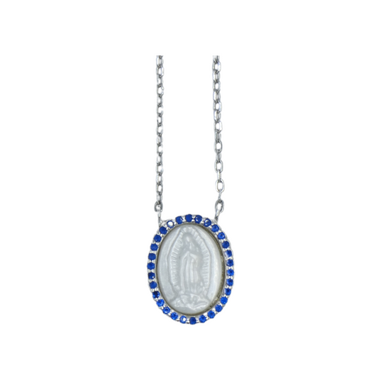 Silver Mother of Pearl Guadalupe Necklace