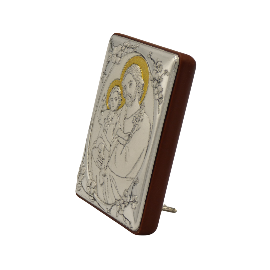 Square Colored Silver Image of St. Joseph