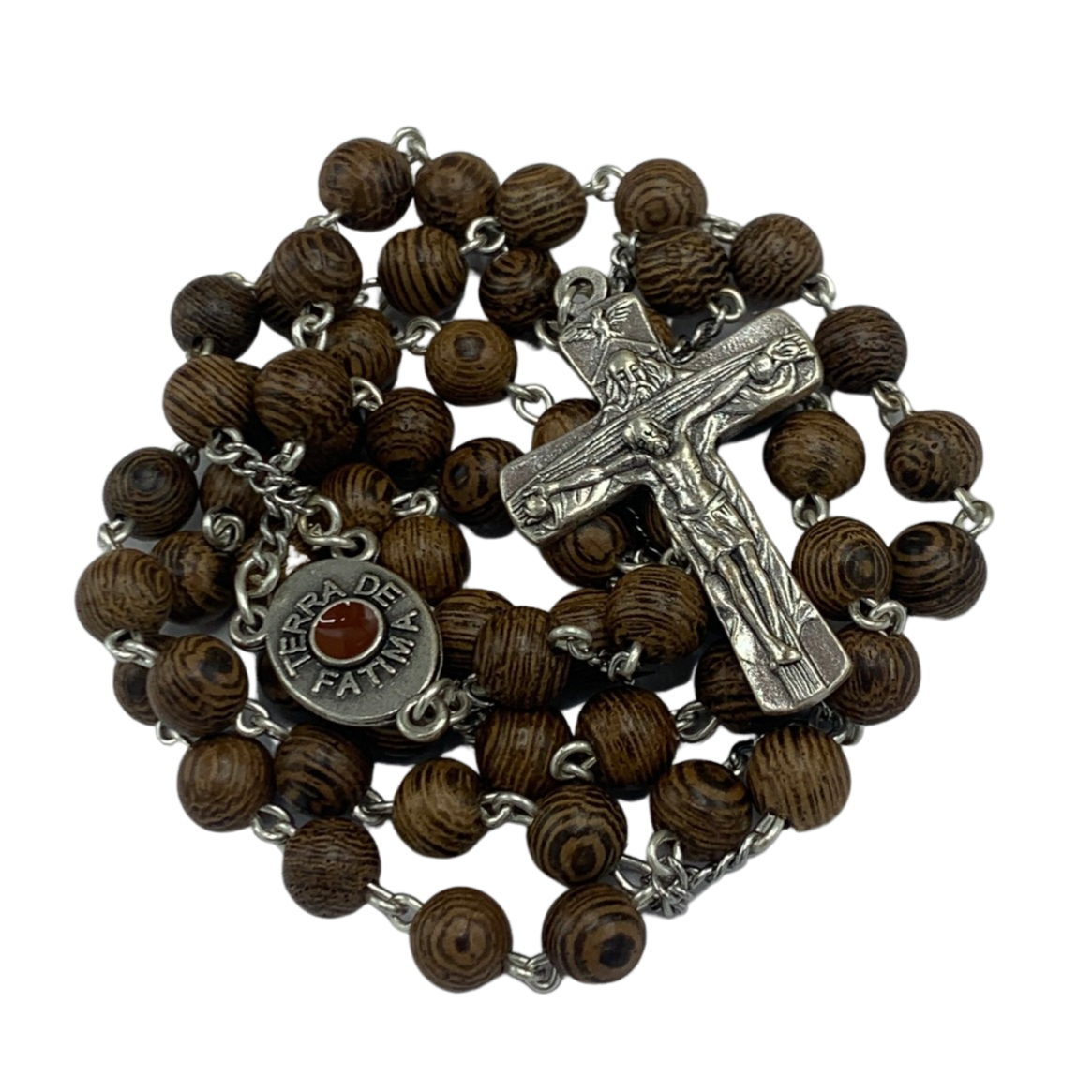 Striped Wood Fatima Rosary