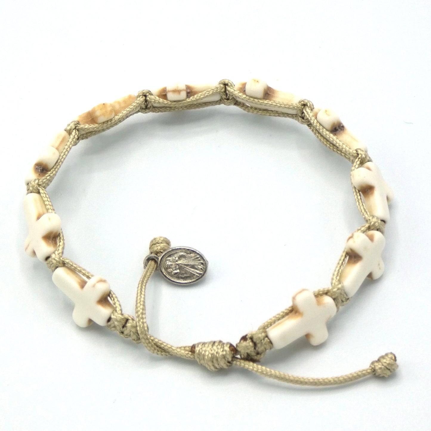 Stone Cross Decade Rosary Bracelet of Assorted Colors