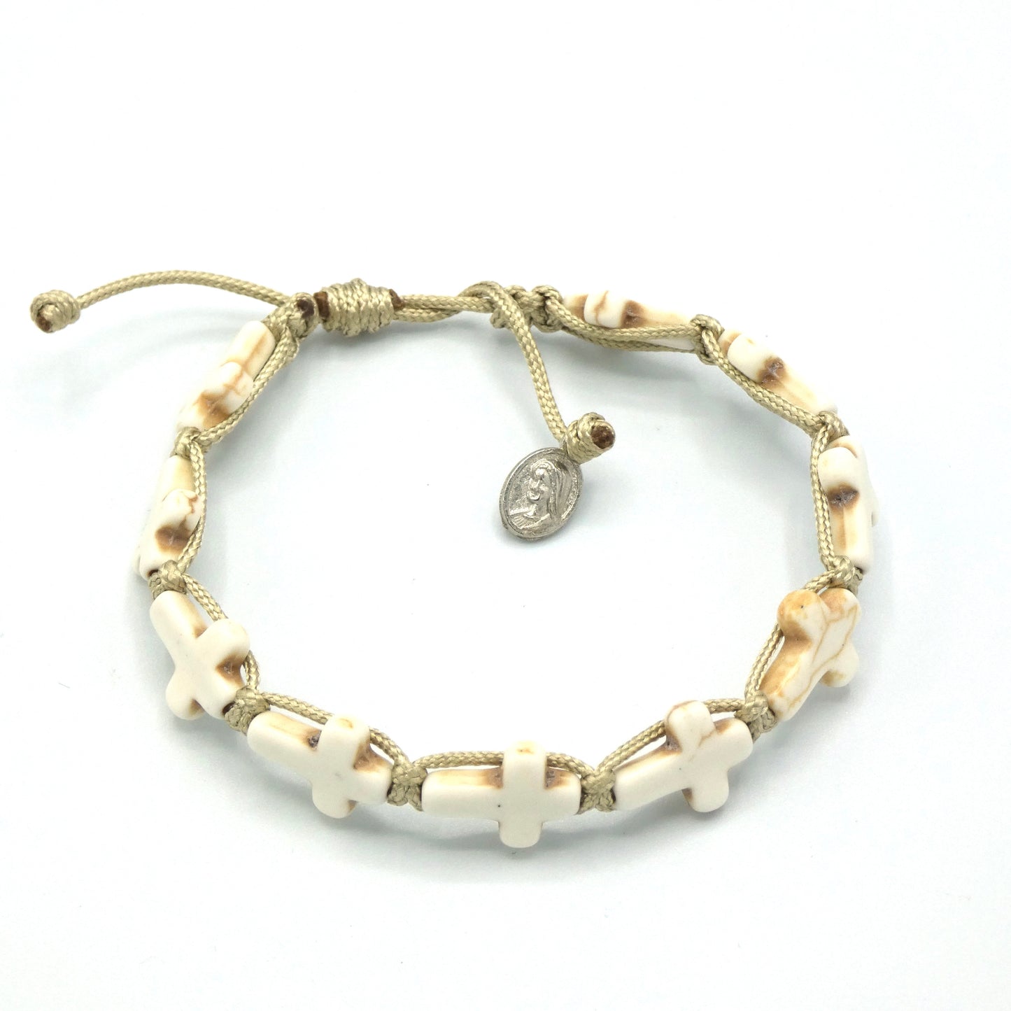 Stone Cross Decade Rosary Bracelet of Assorted Colors