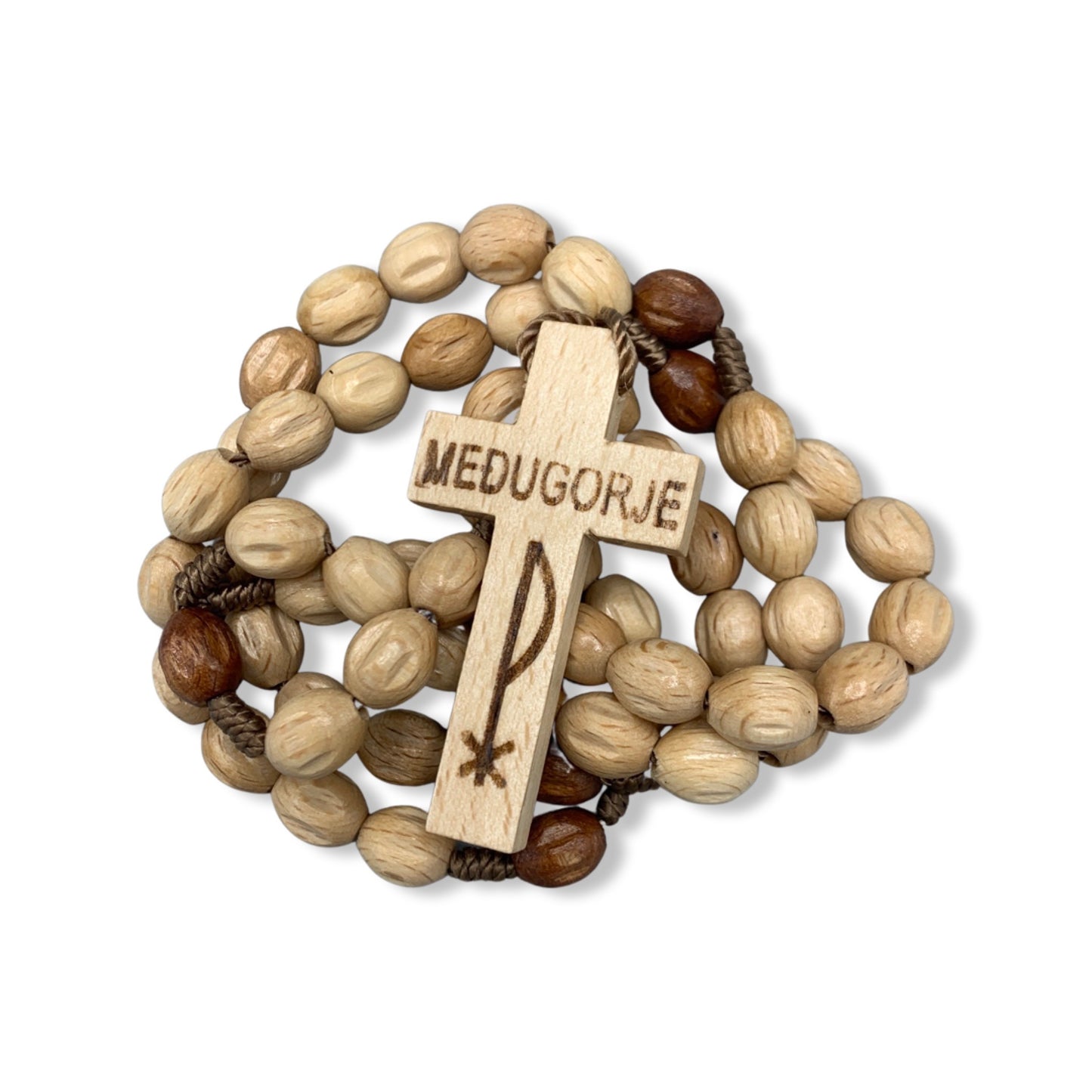 Wood Beads Queen of Peace String Rosary