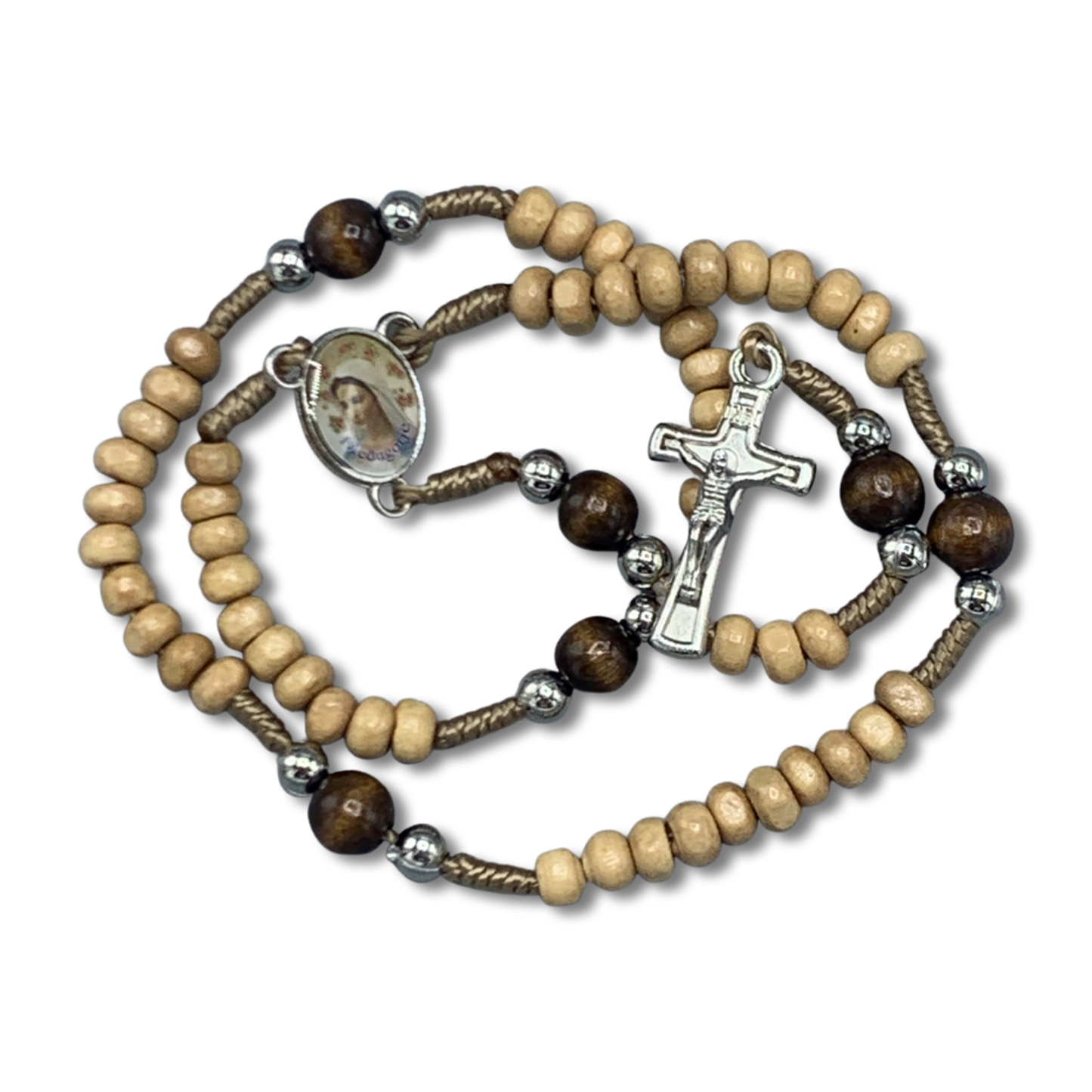 Tiny Queen of Peace Rosary of Assorted Colors with Holy Card