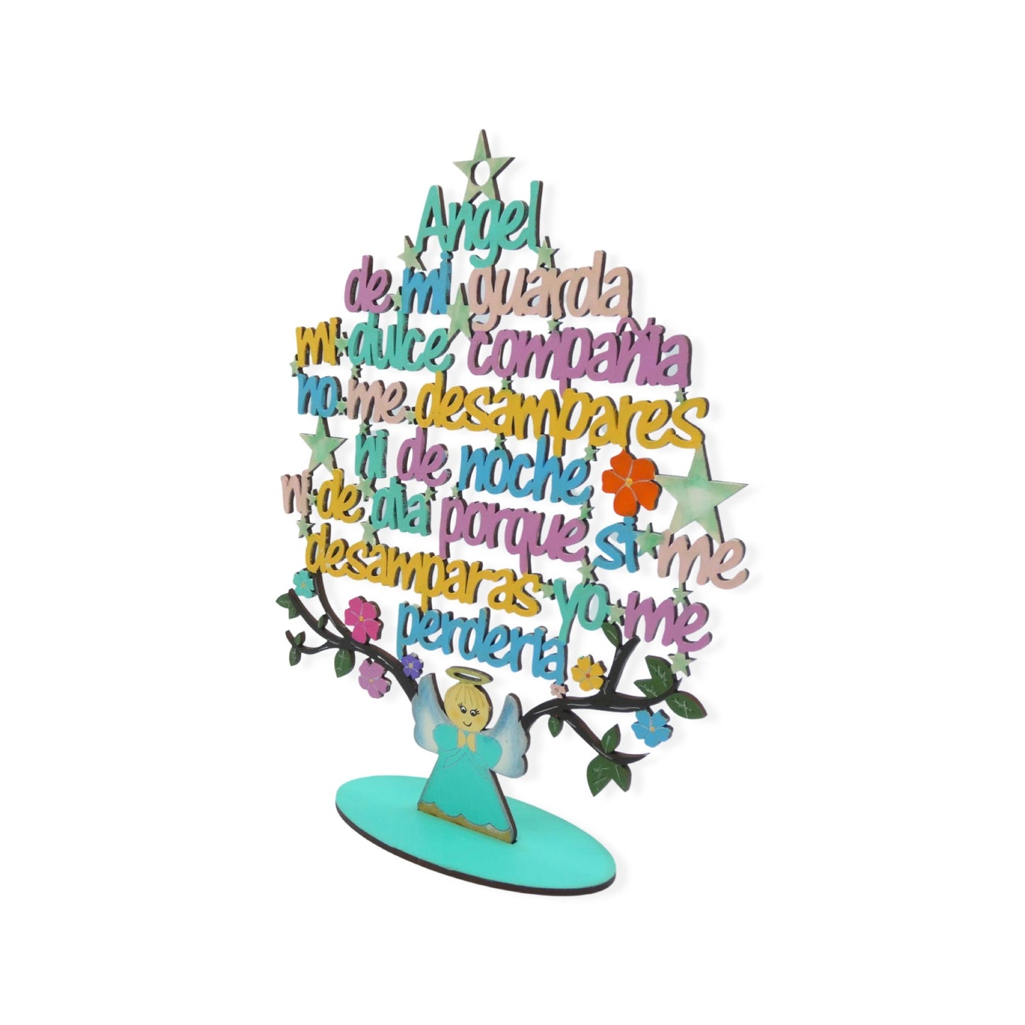 Carved Guardian Angel Prayer Decor