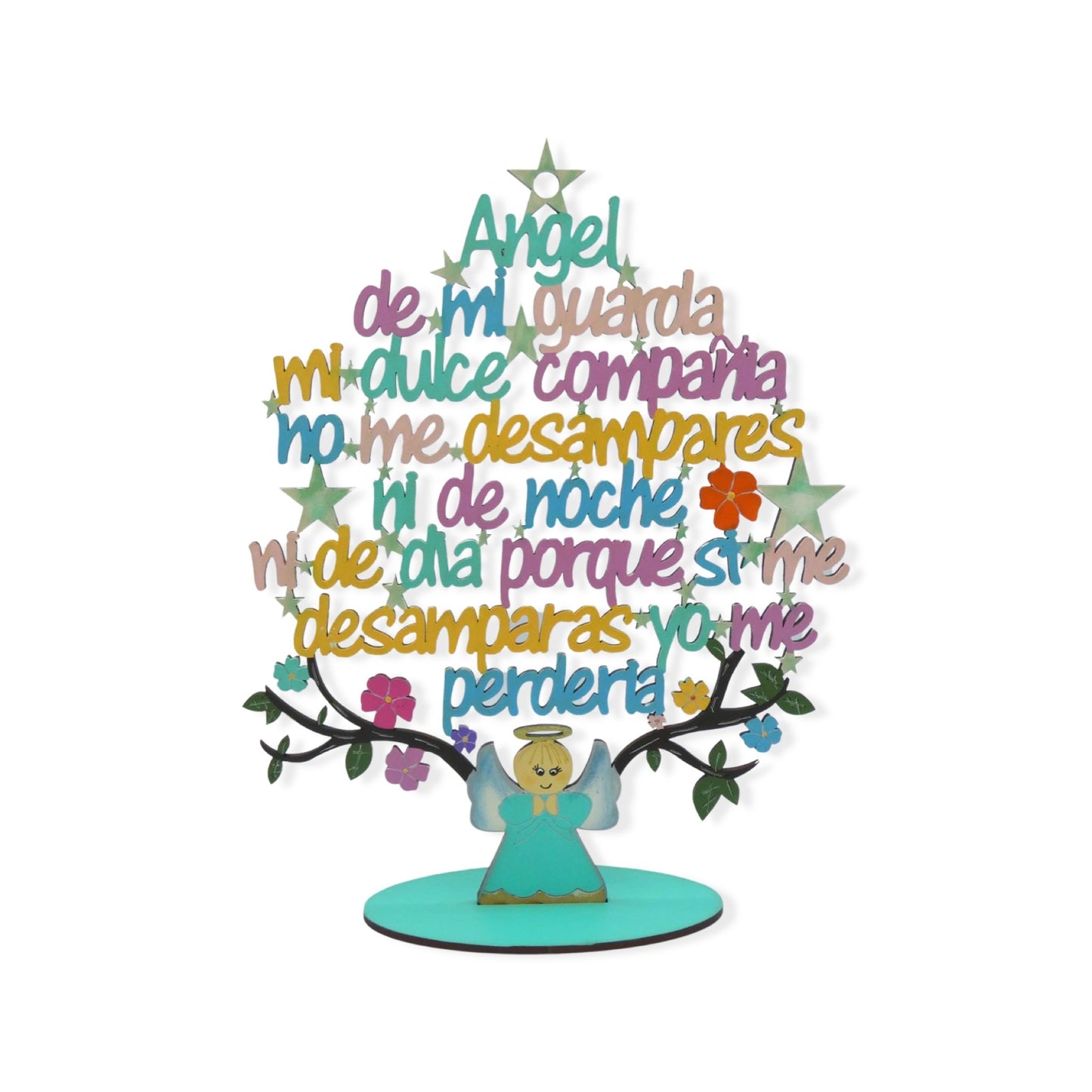 Carved Guardian Angel Prayer Decor