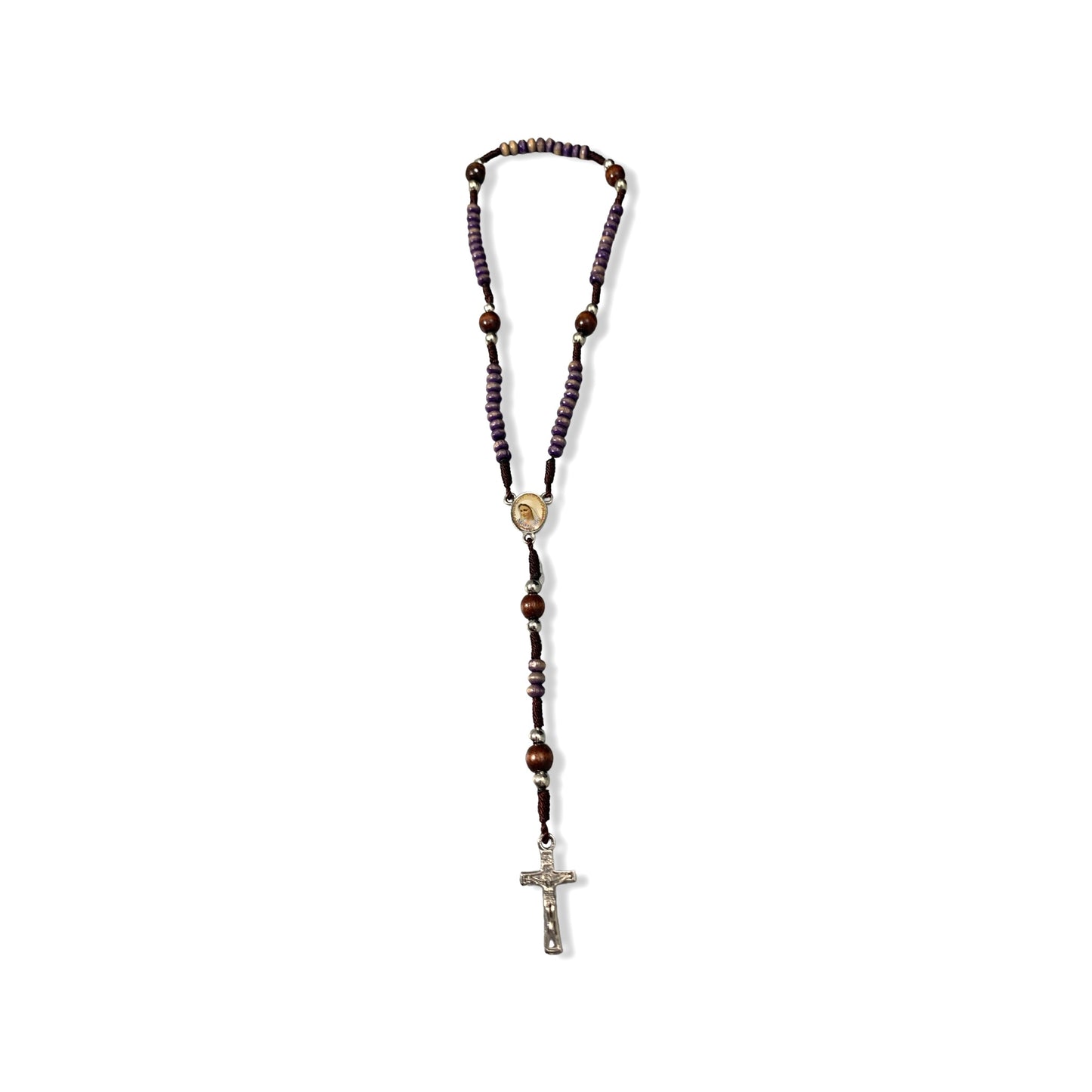 Tiny Queen of Peace Rosary of Assorted Colors with Holy Card