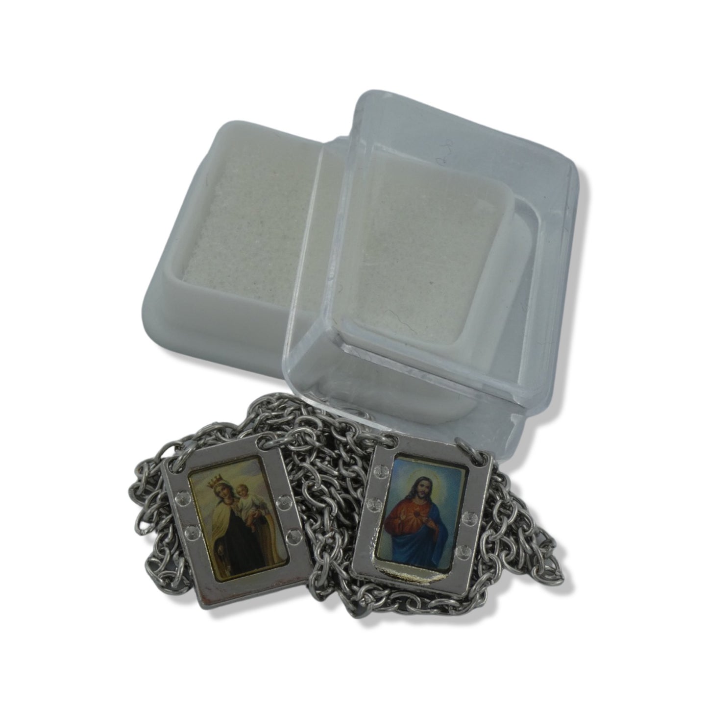 Two Hearts Colored Scapular Necklace